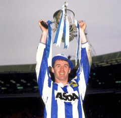 John Sheridan lifts the cup at Wembley