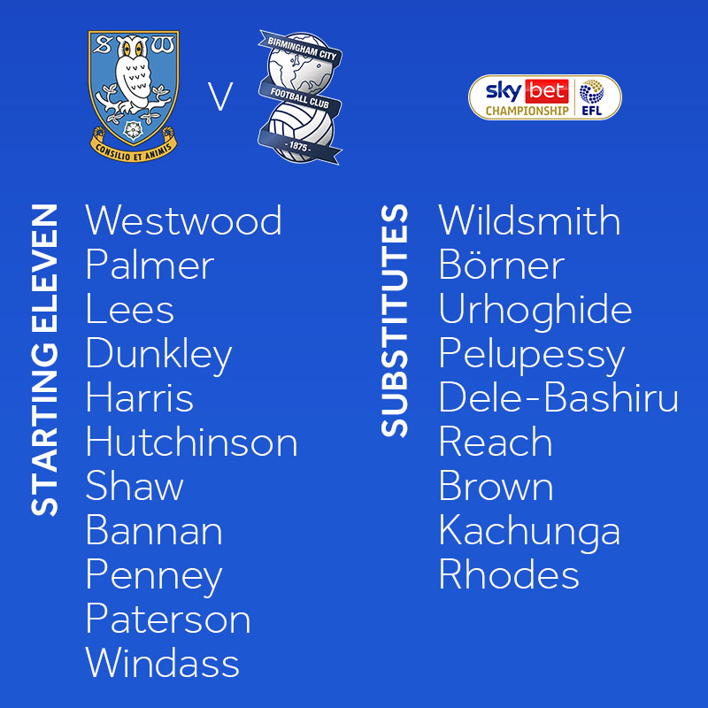 Todays lineup - here's how Sheffield Wednesday line up to face Birmingham. Thoughts?